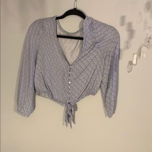 Light button-up summer cropped blouse